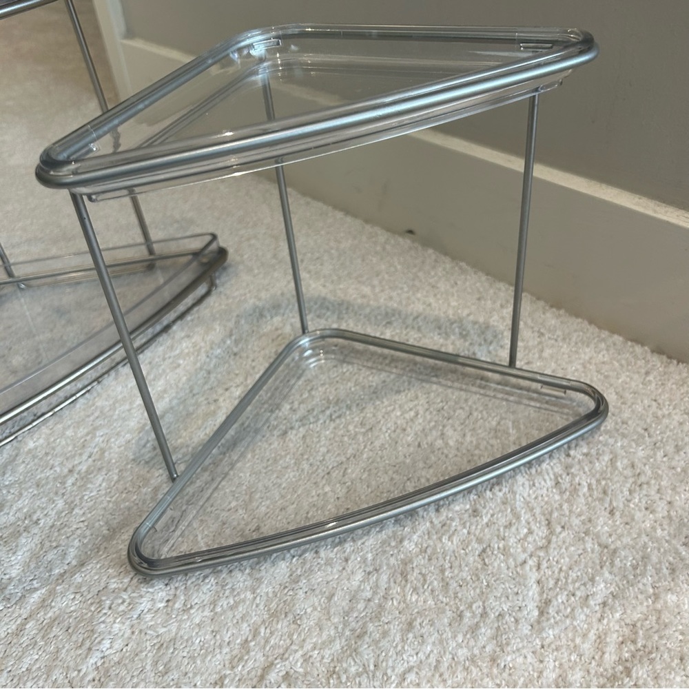 Two Tier Clear Corner Shelves - Set of 2 - Picture 16 of 16